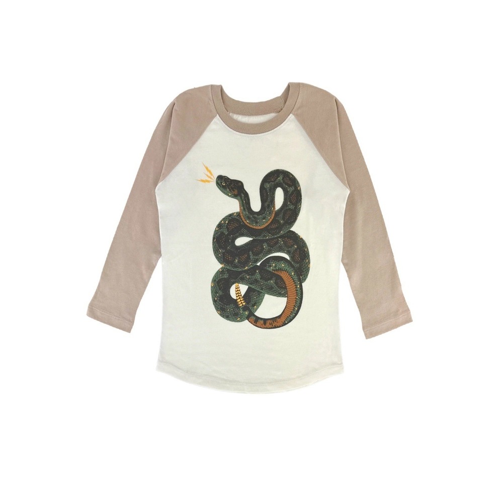 Tiny Whales Boys Raglan shirt with snake Size 8 100% cotton